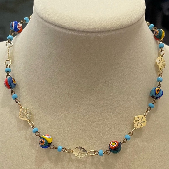Vintage Murano Millefiori Delicate Necklace Never Worn Made in Italy 15 1/2” - Picture 9 of 9